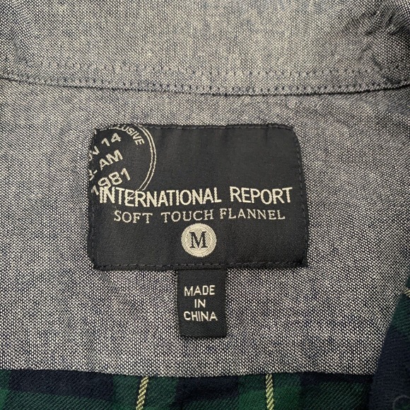 Men's Long Sleeve Shirt Int'l Report Casual Flannel Blue Plaid Small-Medium - Picture 4 of 9
